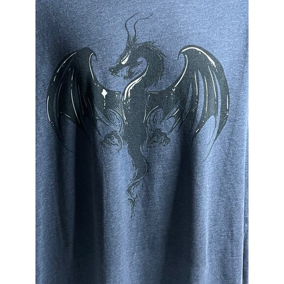 Men’s Dark Blue Black Dragon Graphic T-Shirt - Fantasy Apparel for Dragon Lovers - Picture 3 of 7